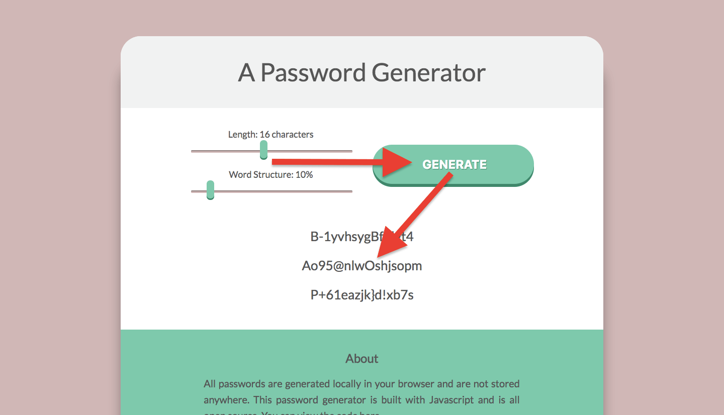 Password Generator User Experience Desktop Flow